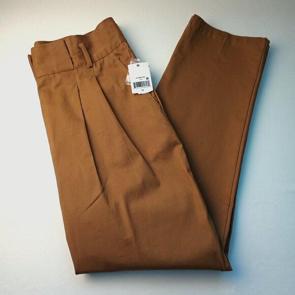 NWT Ophelia Roe Pants Size 12 Pleated High Waist Straight Leg Tan Color - Picture 1 of 10